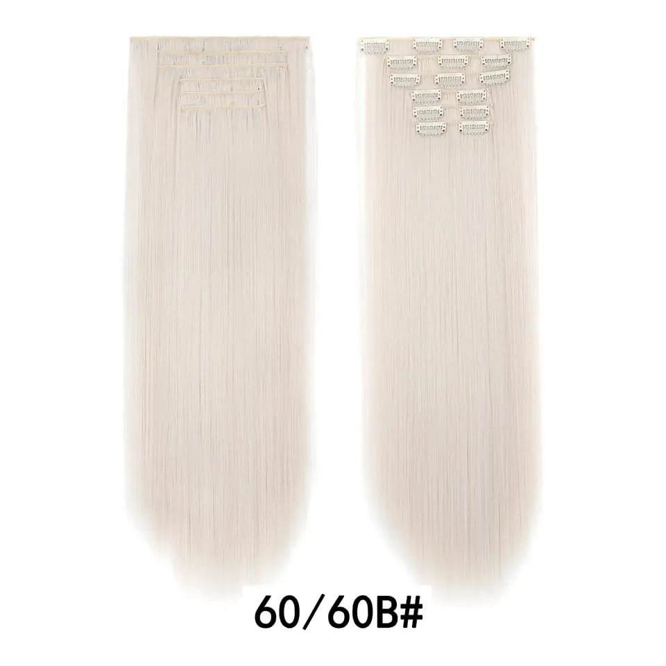 24Inch Clip in Hair Extensions Invisible Synthetic Extension 6PCS Long Straight Heat Resistant Clips on Hairpieces for Women — image 30