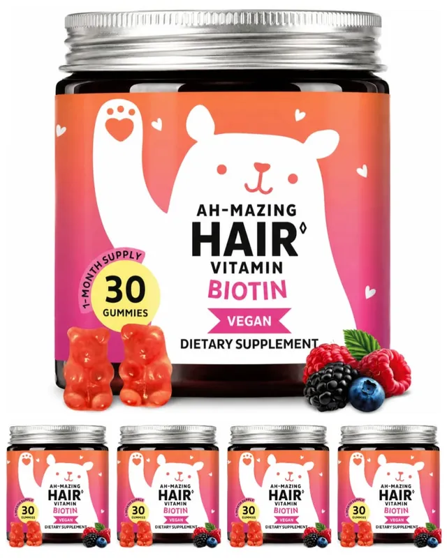 Biotin Gummies 5000 Mcg Rambut Kulit Kuku Mendukung Vitamin Kecantikan Vegan 30 Gummies Suplemen Kesehatan Harian