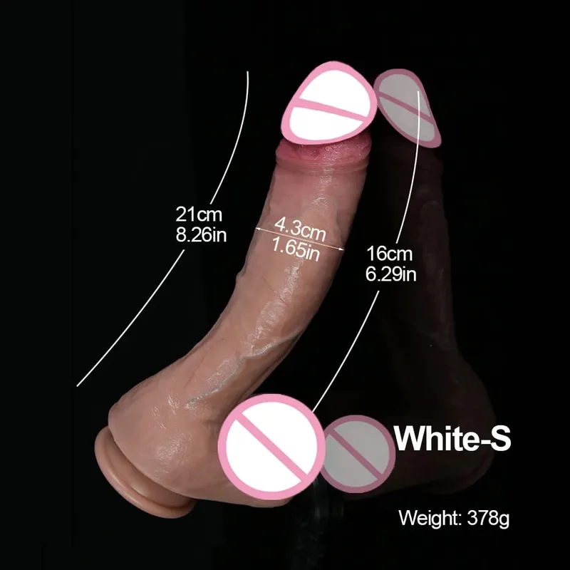 XXL Wihte Silicone Realistic Dildo Soft Dick Suction Cup Penis Anal Sex Toys Women G-spot Stimulator with Curved Shaft and Ball