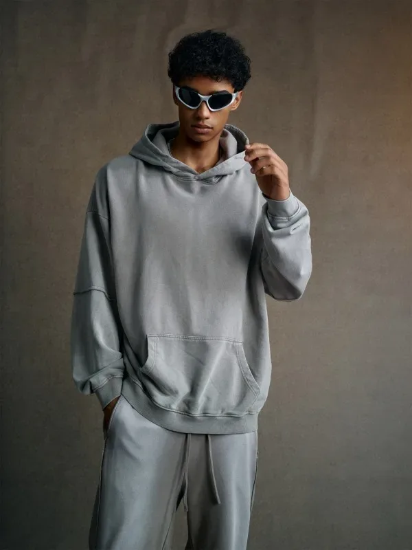 New Autumn Winter Men 400gsm Hoodies Streetwears High Street Heavy Weight Washed Cotton Sweatshirts Brand Tracksuit — image 23