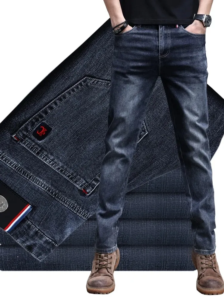 Men's New Stylish Embroidered Back Pocket Slim Fit Stretchy Jeans European Style Versatile Long Trousers — image 2