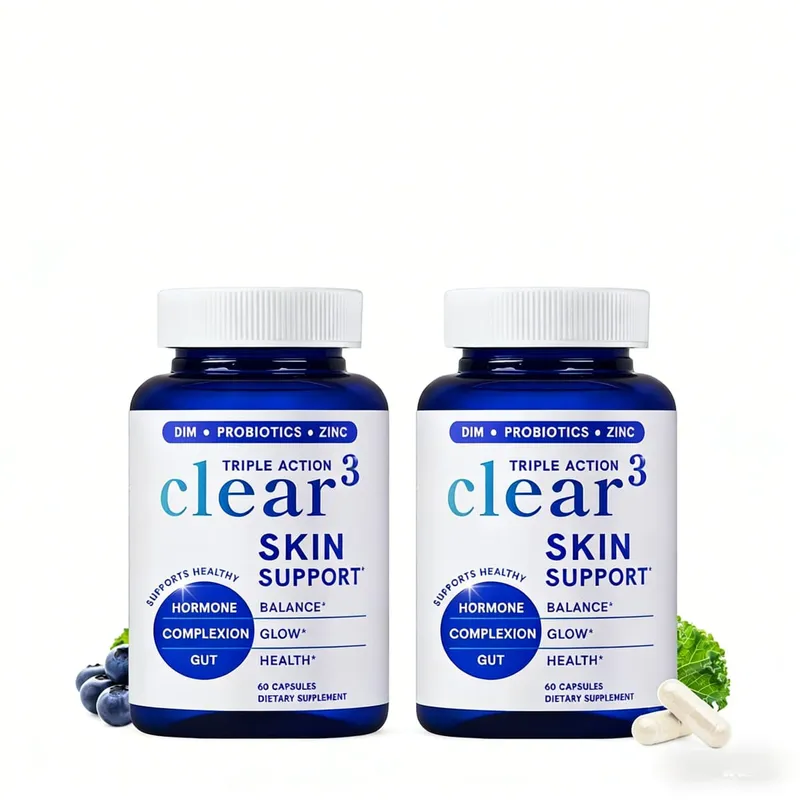 Supplément de soutien cutané Clear³ avec probiotiques DIM et zinc – Soutien nutritionnel pour une peau et un intestin sains 60 gélules — image 8