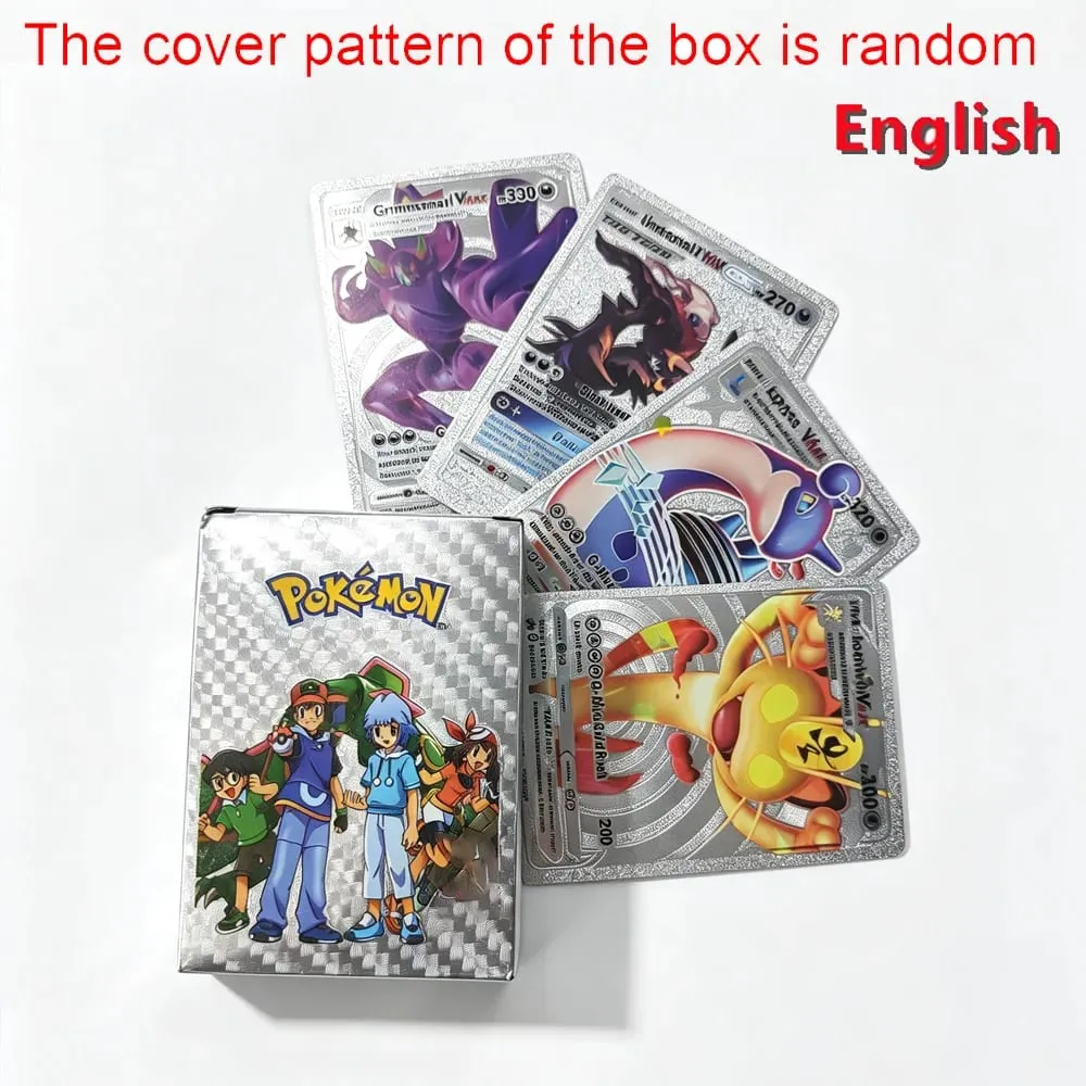 English 10-55Pcs Pokémon Gold Foil Cards Golden Letters English Game Card Charizard Vmax Gx Series Gift — image 8