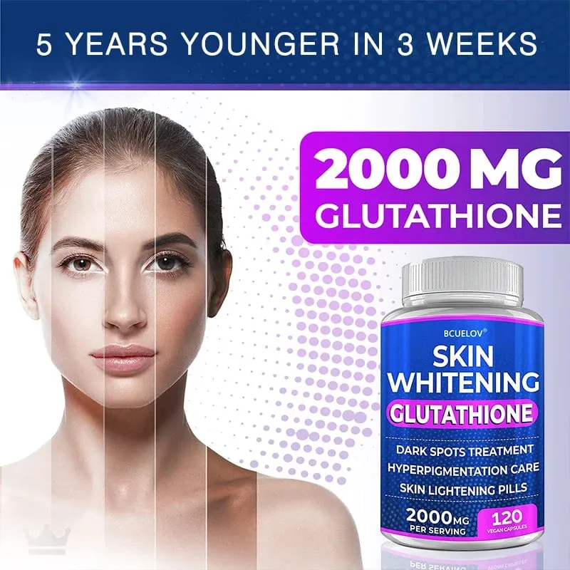 Kurkuma-Bärentraube-Vitamin-Gluthathion-Hautaufhellungspillen – 2000 mg – Gleicht freie Radikale aus und reduziert oxidativen Stress