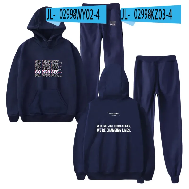 Harajuku Comfortable Funny so you see Print Sweatshirt Sweatpants Suit Men/Women Hoodies+ Trousers Suit Cute 2 Piece Set Clothes — image 18