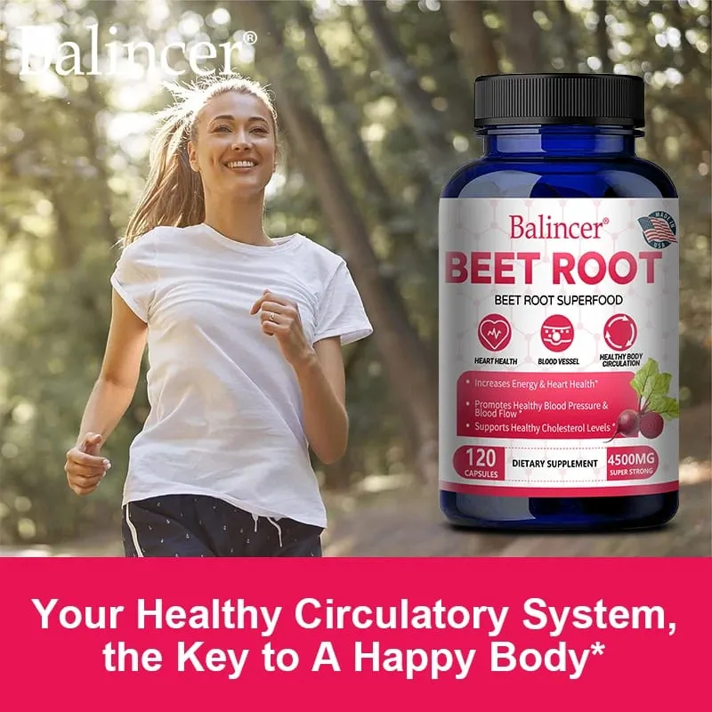 Beetroot Capsules 2500mg Support Daily Blood Circulation Cardiovascular Wellness Physical Endurance & Immune Balance