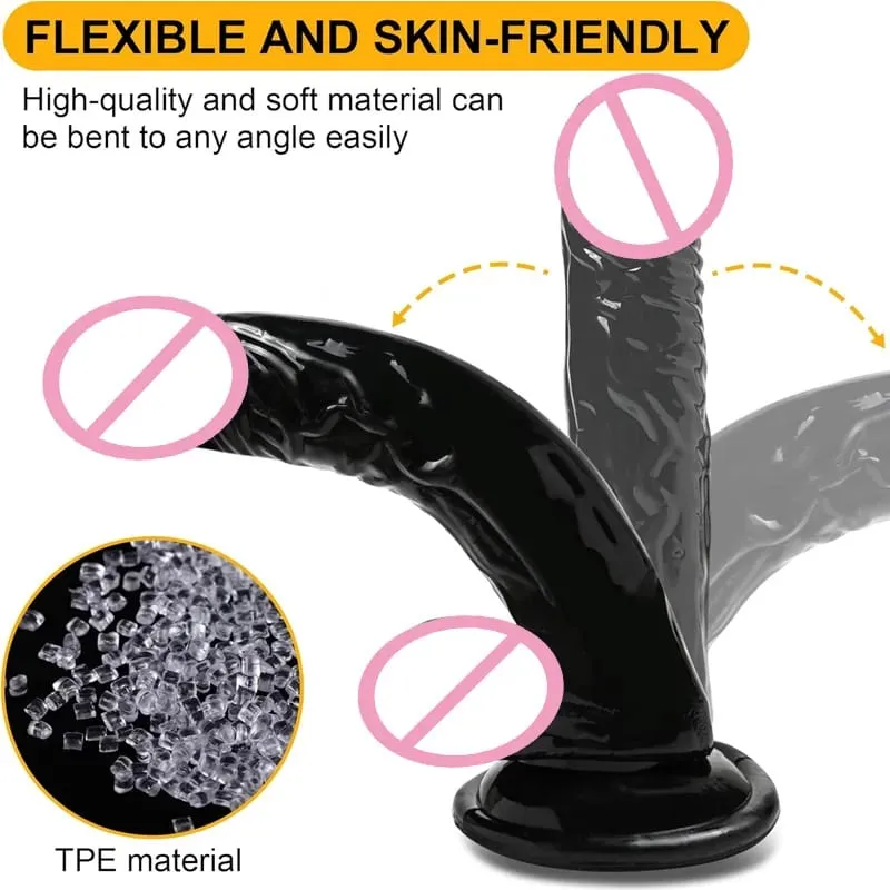 Impermeabile Realistico Nero Dildo Masturbatori Anal Gay Morbido Clitoride Massaggiatore Vaginale Pene Ventosa Cazzo Giocattoli Del Sesso per Le Donne — image 5