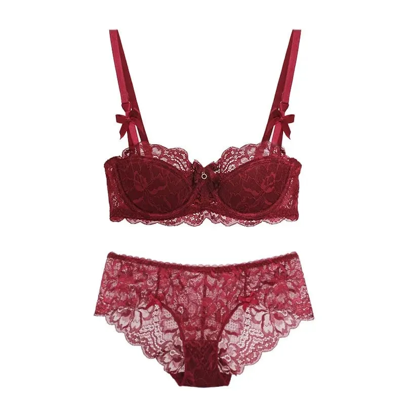 French Pure Desire Bralette Small Bust AB Cup Push Up Wireless Lace Bra for Chubby Girl Bow Design Thin Fold Comfort Plus Size — image 6