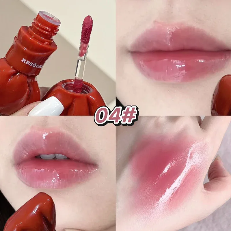 Arco tubo aguado espelho lábio matiz doce cinza rosa hidratante brilho labial vidro brilhante à prova dwaterproof água lábio esmalte lábios gordos cosméticos