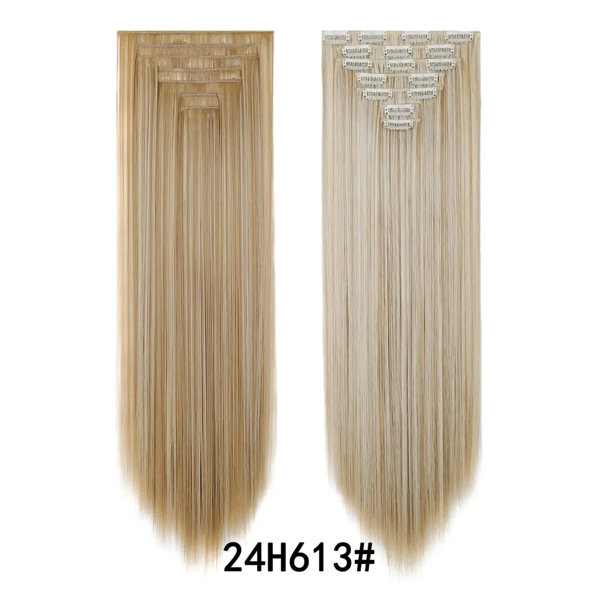 24 Inch Clip-in Hair Extensions 7 Pcs Long Straight Synthetic Hair Extensions Invisible Clip-ins Hairpieces for Women Daily — image 29