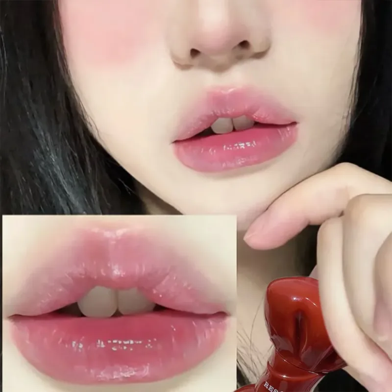Arco tubo aguado espelho lábio matiz doce cinza rosa hidratante brilho labial vidro brilhante à prova dwaterproof água lábio esmalte lábios gordos cosméticos