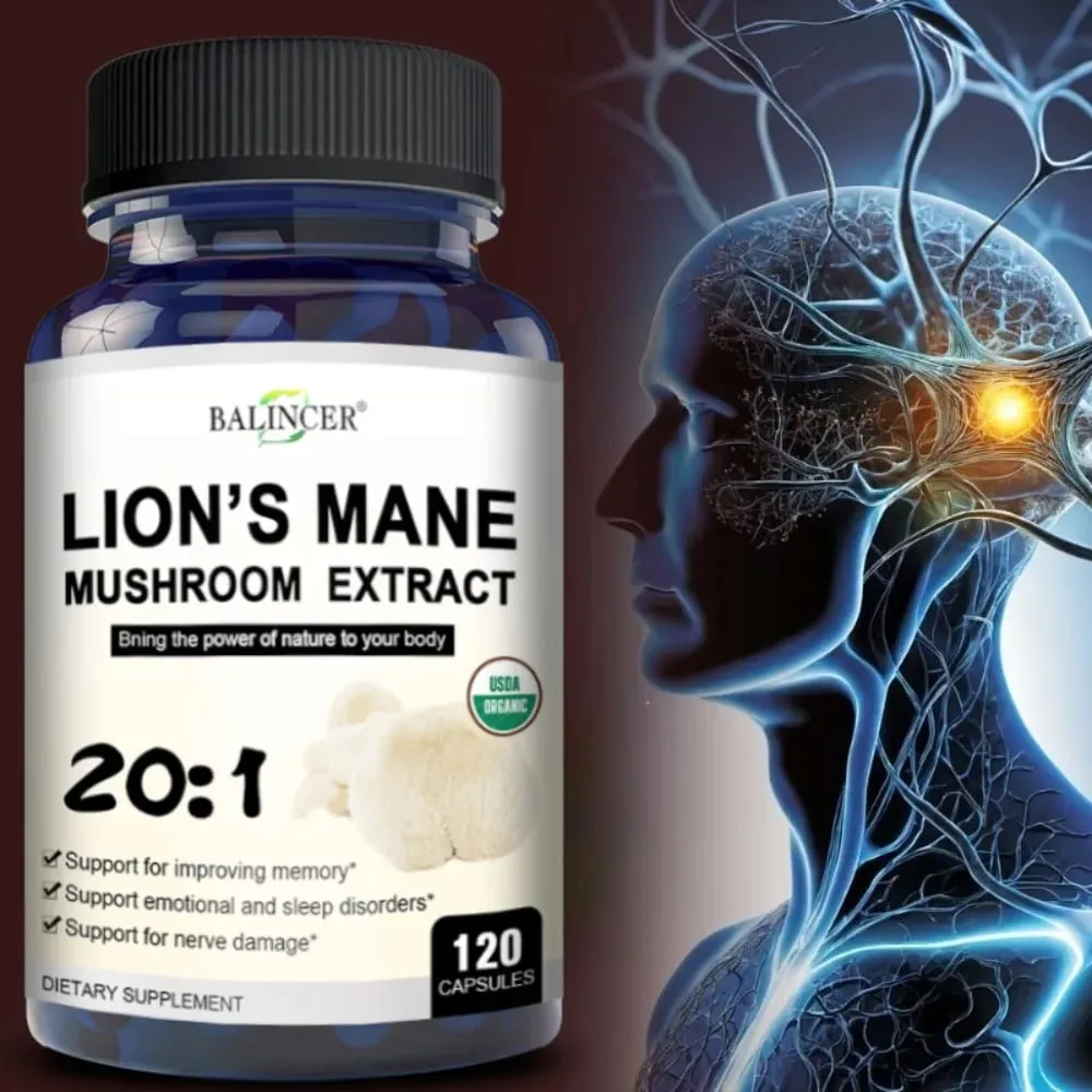 Lion's Mane Mushroom Capsules - Strengthens The Brain Memory and Cognition Improves Mood and Sleep Quality Supplements — image 1
