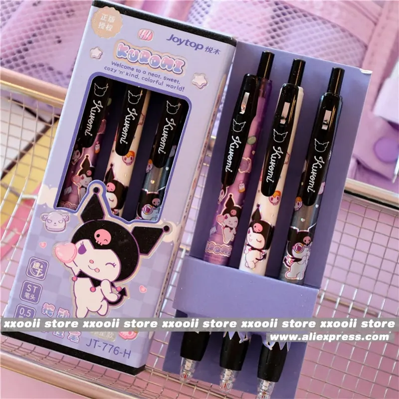 Genuine 3Pcs Kawaii Sanrio 0.5mm Gel Pens Cute Hello Kitty Cinnamoroll Kuromi Black Pen School Student Stationery Supplies Gifts — image 6