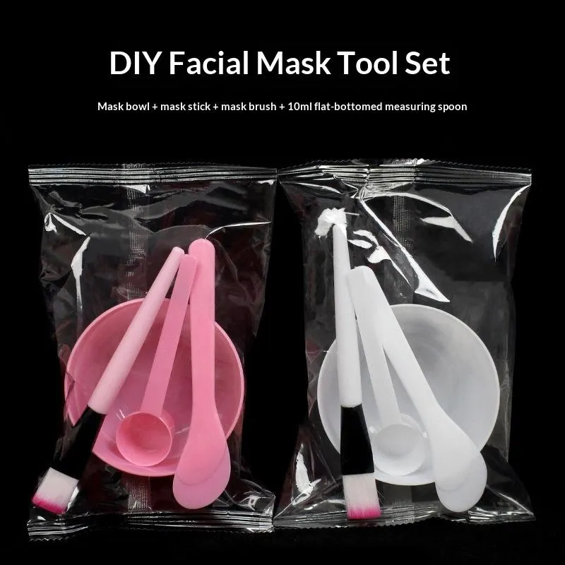 4Pcs DIY Facemask Mixing Tool Kit Facial Mask Bowl Stick Spatula Silicone Soft Face Brushes Spoons — image 3