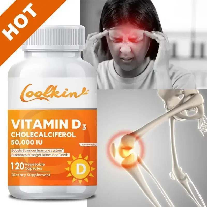 Hochwirksames Vitamin D3 50.000 IE – 120 vegetarische Kapseln – Glutenfreies, gentechnikfreies Vitamin-D-Ergänzungsmittel — image 1