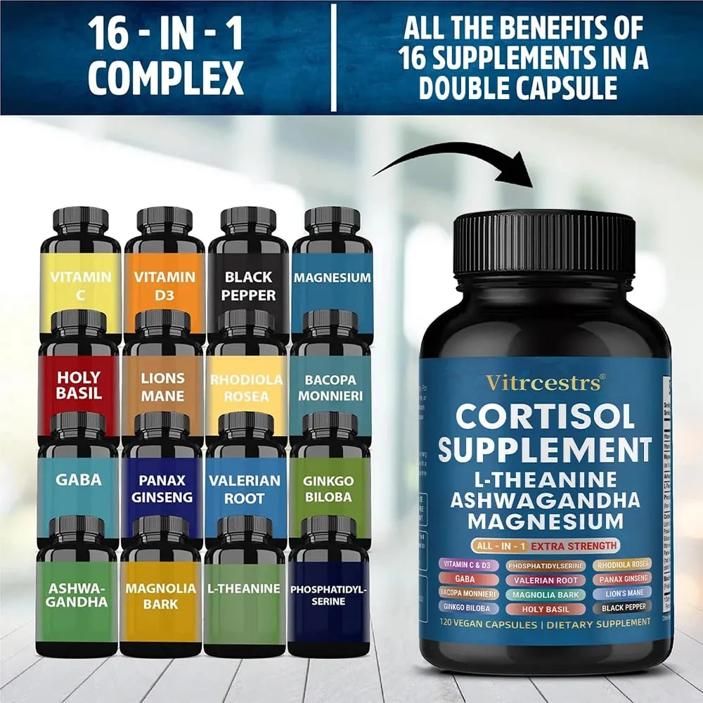 Cortisol Support Supplement - Magnesium Supports Stress Relief Calm Mood Relaxation Restful Sleep Focus & Adrenal Health — image 6