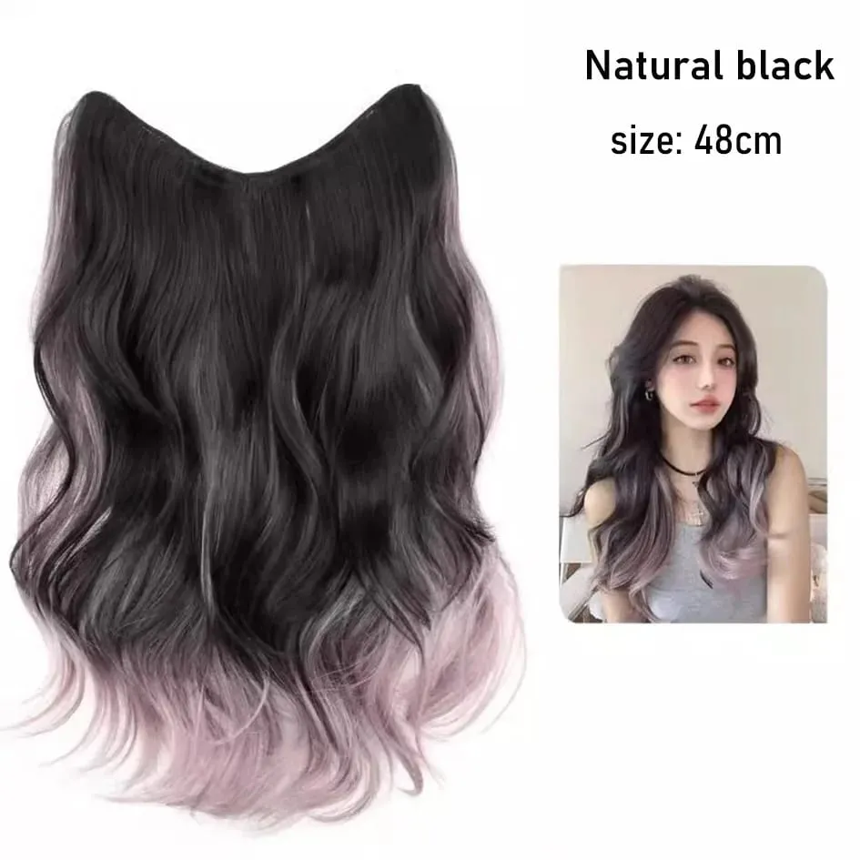 Synthetische 5 Clip 50 cm farbige Haarverlängerungen, Wasserwellen-Perücke, rosa Perücke, graue Perücke, Clip-on-Haarverlängerungen, Weihnachten — image 11