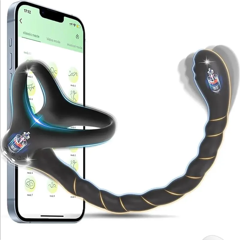 Beginner Anal Vibrator APP Control Vibrating Butt Plug Cock Ring for Men Prostate Massager Anal Plug for Gay Sex Toy for Men 18+