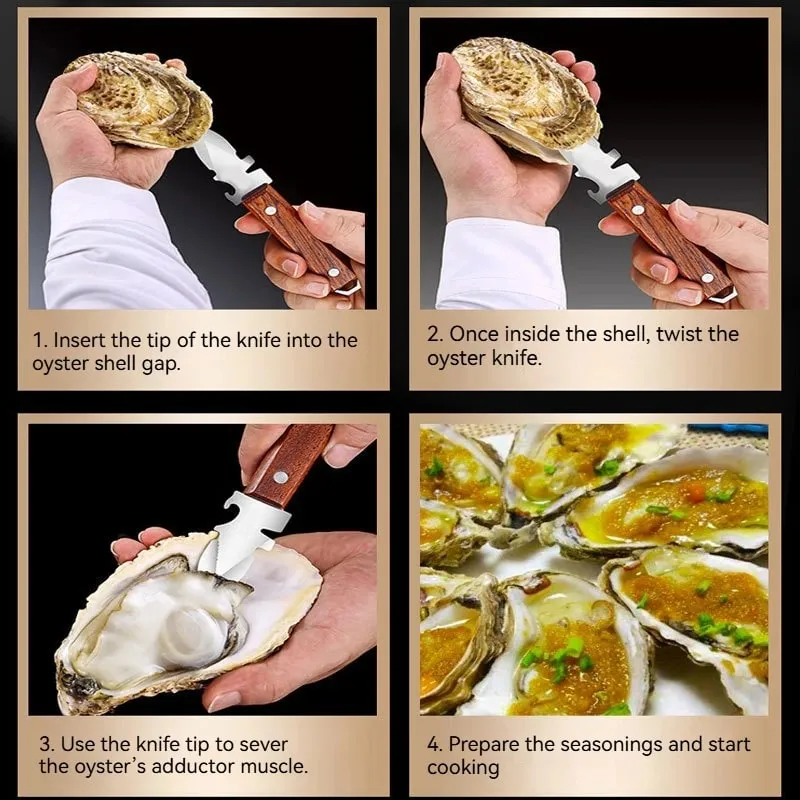 Oyster Knife Sharp-edged Shucker Shell Seafood Opener Tool Stainless Steel Clam Opener for Oyster Clam Toadfish Crab Shells