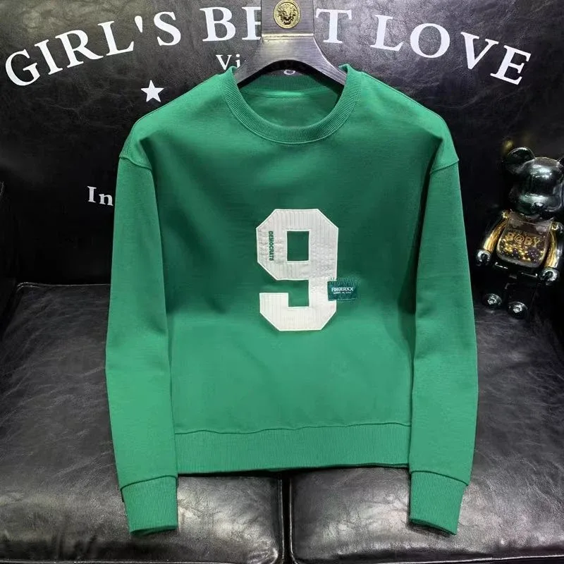 Forår Efterår Herre Trendy Enkel Casual All Match Sweatshirt Y2K Streetwear Rundhalset Langærmede Pullovere Løse hættetrøjer til mænd — image 6