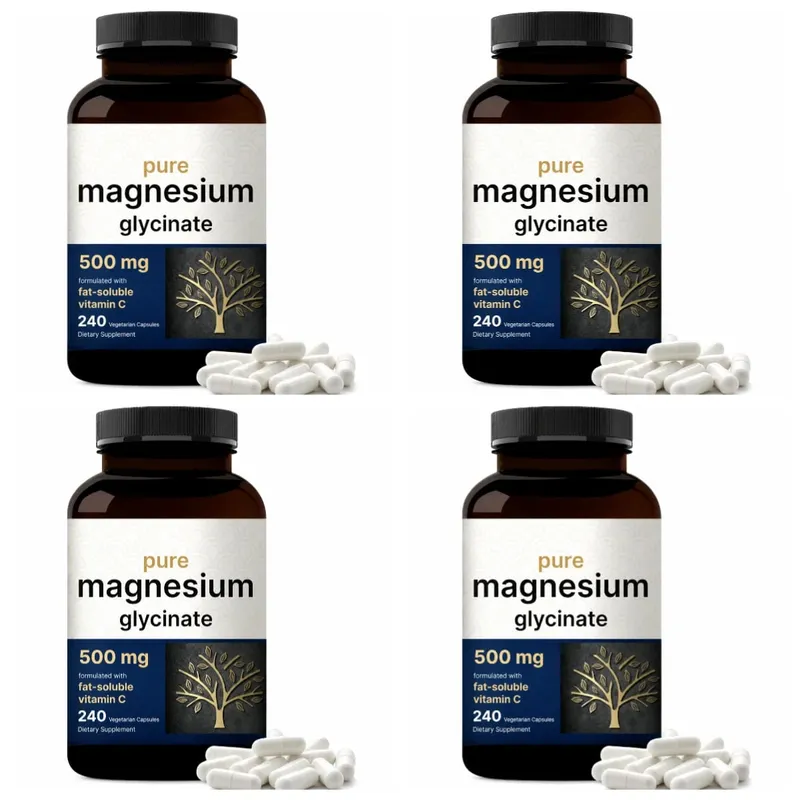 Pure Magnesium Glycinate 500mg Capsules with Vitamin C Supports Relaxation Muscle Nerve Health Bone Support 240 Capsules — image 10