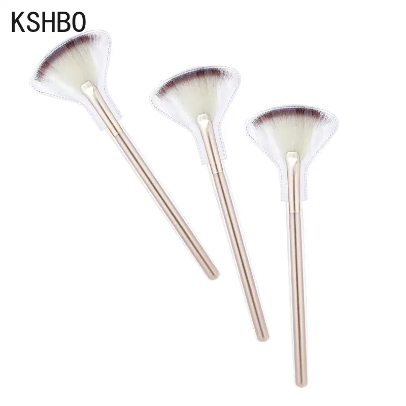 Pincéis faciais em leque, 5 peças, pincel macio de maquiagem, ferramentas aplicadoras de cosméticos, cabo de madeira e fibra macia para máscara de casca — image 5