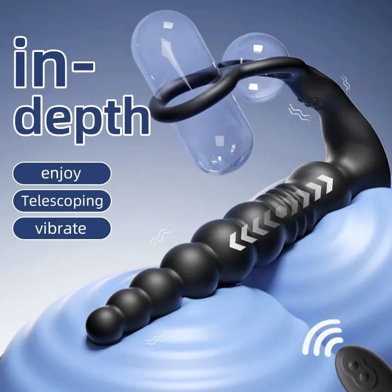 Remote Control Sex Toys Delay Ejaculation Lock Pull Beads Telescopic Vibrating Double Rings Anal Prostate Stimulation Pleasure — image 2