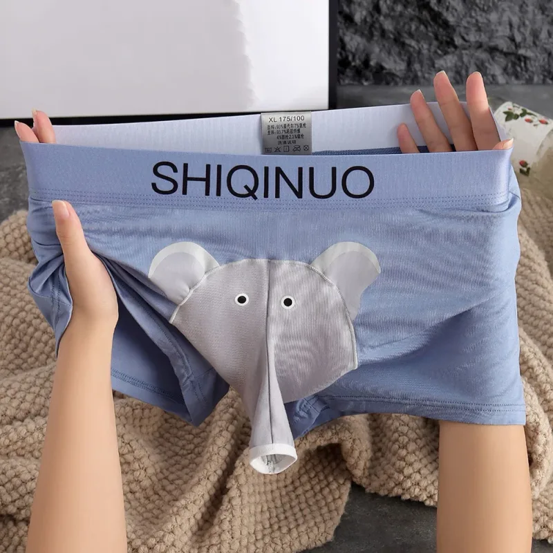 Cueca boxer masculina com estampa de elefante, cueca elástica com cintura 3d, macia, respirável, sono diário, casa, roupa íntima confortável — image 7