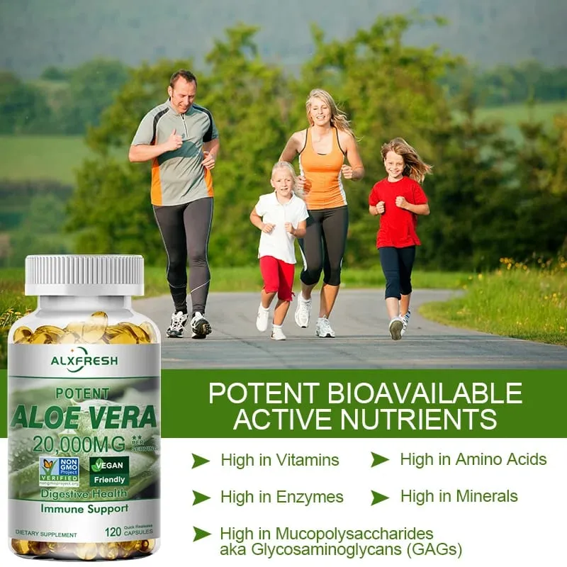 Aloe Vera Capsules Improve Digestive Health Soothe The Intestines Provide Antioxidant Detoxifying Effects Promote Skin Health