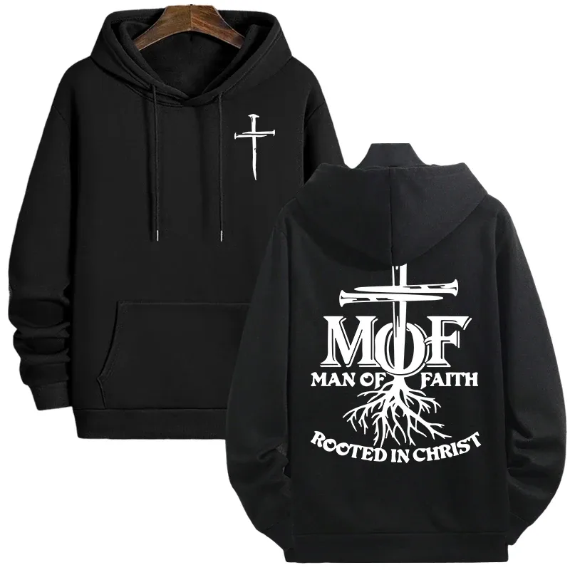 2025 Hot Sale Men's Hoodie Man of Faith Jesus Print Hooded Sweatshirts Autumn Winter Daily Casual Sporty Fashion Hoody Outerwear — image 6
