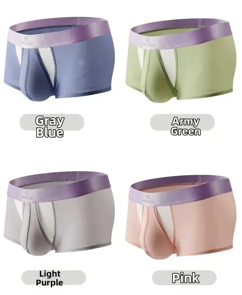 Summer Ice Silk Underwear Snabbtorkande boxershorts för män Lättvikts Andningsbar Separbar sidoöppning Ej avtagbara trosor