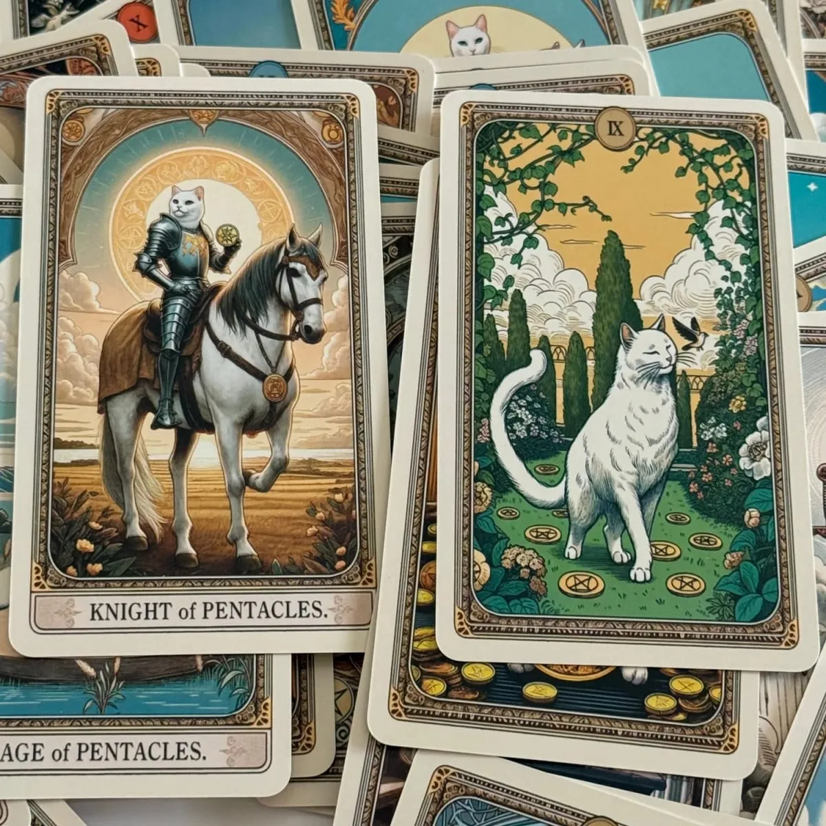 Cat Tarot Deck in Metal Box 12*7cm Cute Kitten Tarot Cards with Paper Guidebook with Paper Guidebook for Cat Lovers Board Games — image 6