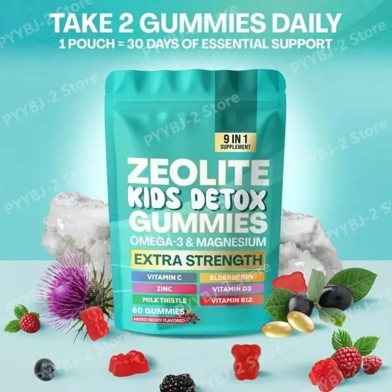 Zeolite Gummies 60 Count Naglalaman ng Multivitamin Omega-3 Magnesium at Elderberry Support Detoxification at Immune System Health — image 5
