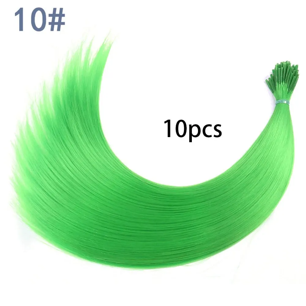 Estensioni per capelli sintetici colorati con punta I, capelli lisci, 16 pollici, per donne, ad alta temperatura, 10 fili/confezione di colori — image 18