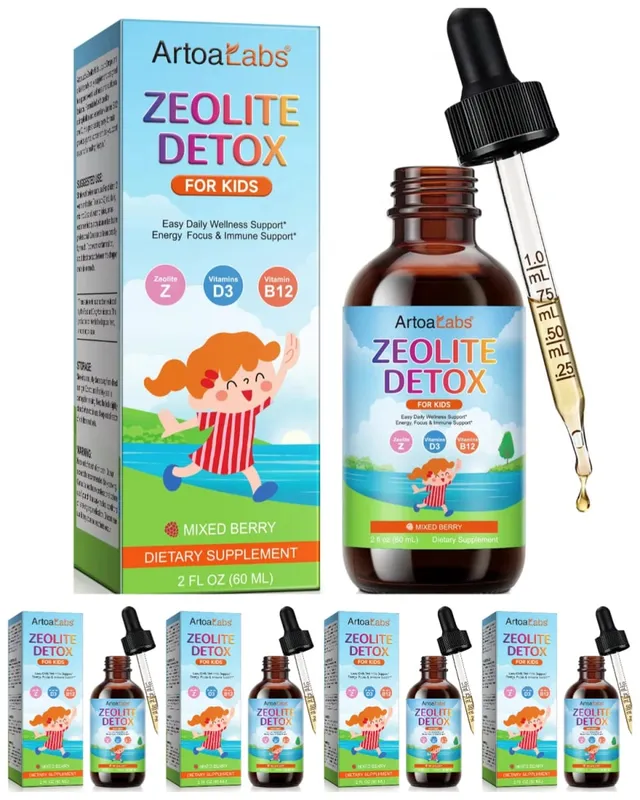 ArtoaLabs Sugar Free Vegan Zeolite Detox Oral Liquid Supplements Zeolite Detox Drops for Kids Energy Daily Wellness Support