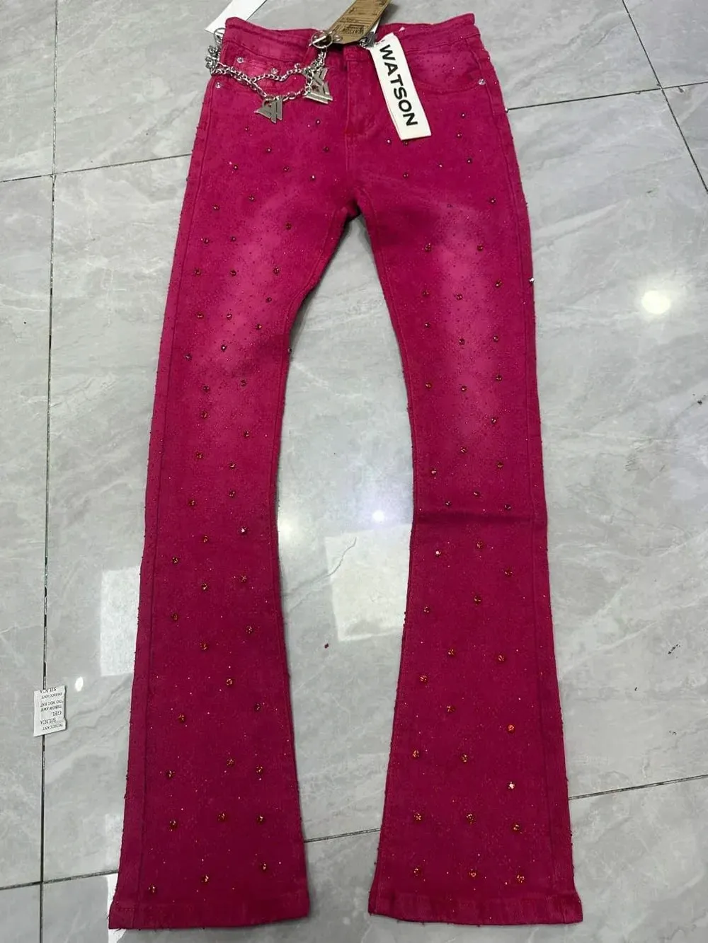 2026 Men's Multi-Pocket High Street Quality Slim Fit Skinny Long Denim Flared Men Yellow Red Pink Jeans Pants — image 11