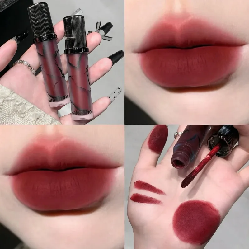 Marble Matte Lip Mud Velvet Soft Fog Lip Tint Lâu trôi Không dính Cup Lip Mỹ phẩm