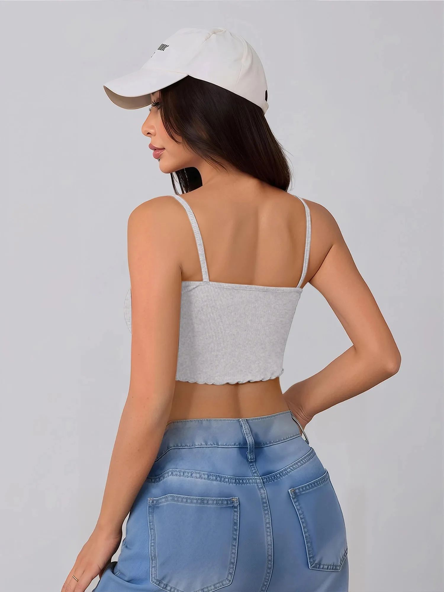 Y2K Streetwear Women V Neck Short Cami Top Ribbed Knit Sleeveless Crop Tank Spicy Girl Slim Fit Going Out Camisole