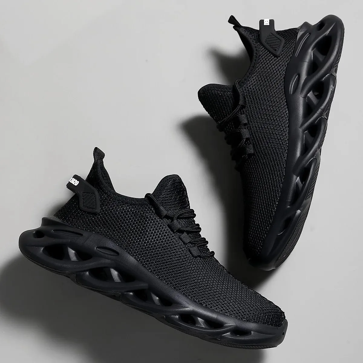 Men Casual Sneakers Outdoor Breathable Mesh For Women Light Shock-absorption Black Tennis Sports Running Black Jogging Shoes — image 5