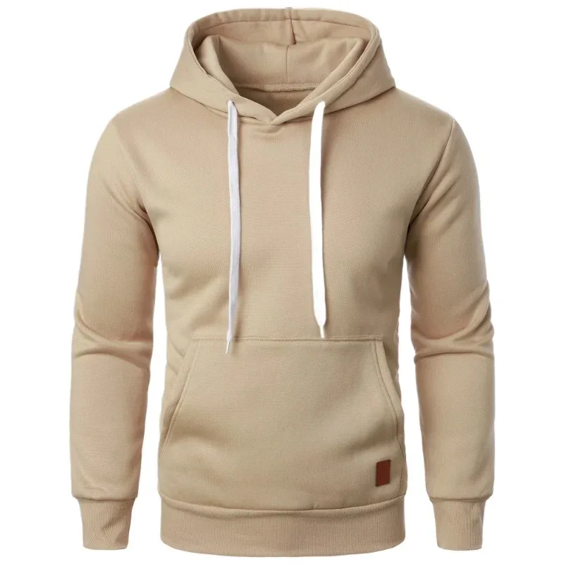 Lelaki Kasual Hooded Collar Drawstring Hoodies Baju Kemeja Lengan Panjang Luaran Streetwear Warna Pejal Pullover Ringan