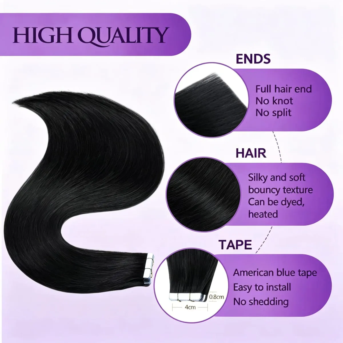 Tape in Hair Extensions Straight Remy Human Hair Seamless Invisible Skin Weft Remy Double Sided Adhesive Vietnamese Human Hair 50g/pack 16-26 inches — image 2