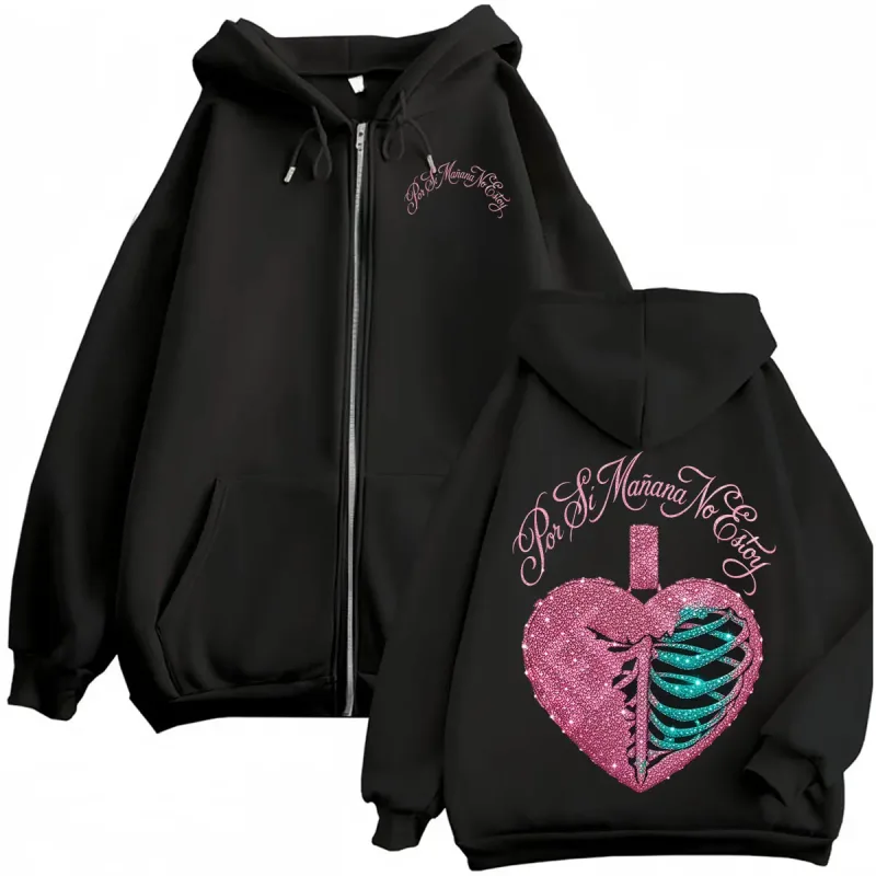 Omar Courtz Por Si Manana No Estoy Tour Zipper Hoodies Men Women Harajuku Hip Hop High Quality Sweatshirt Jacket Coat Streetwear