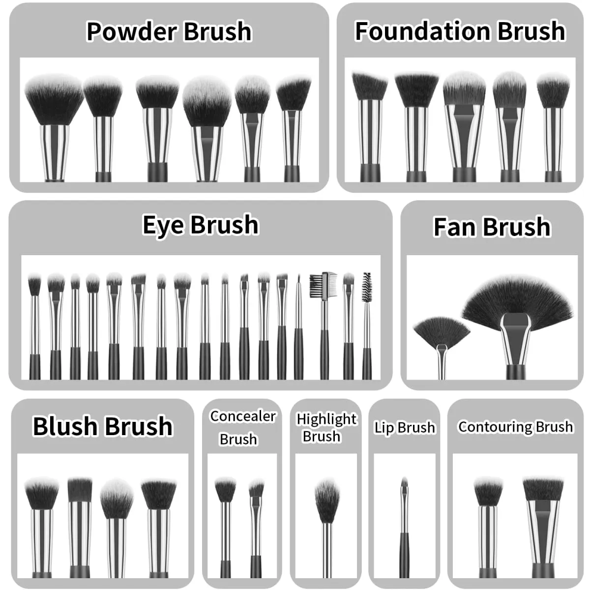 Professional 40Pcs Short Handle Makeup Brush Kit With Bag Complete Highlight Concealer Brow Tools For Daily Touch Up & Travel