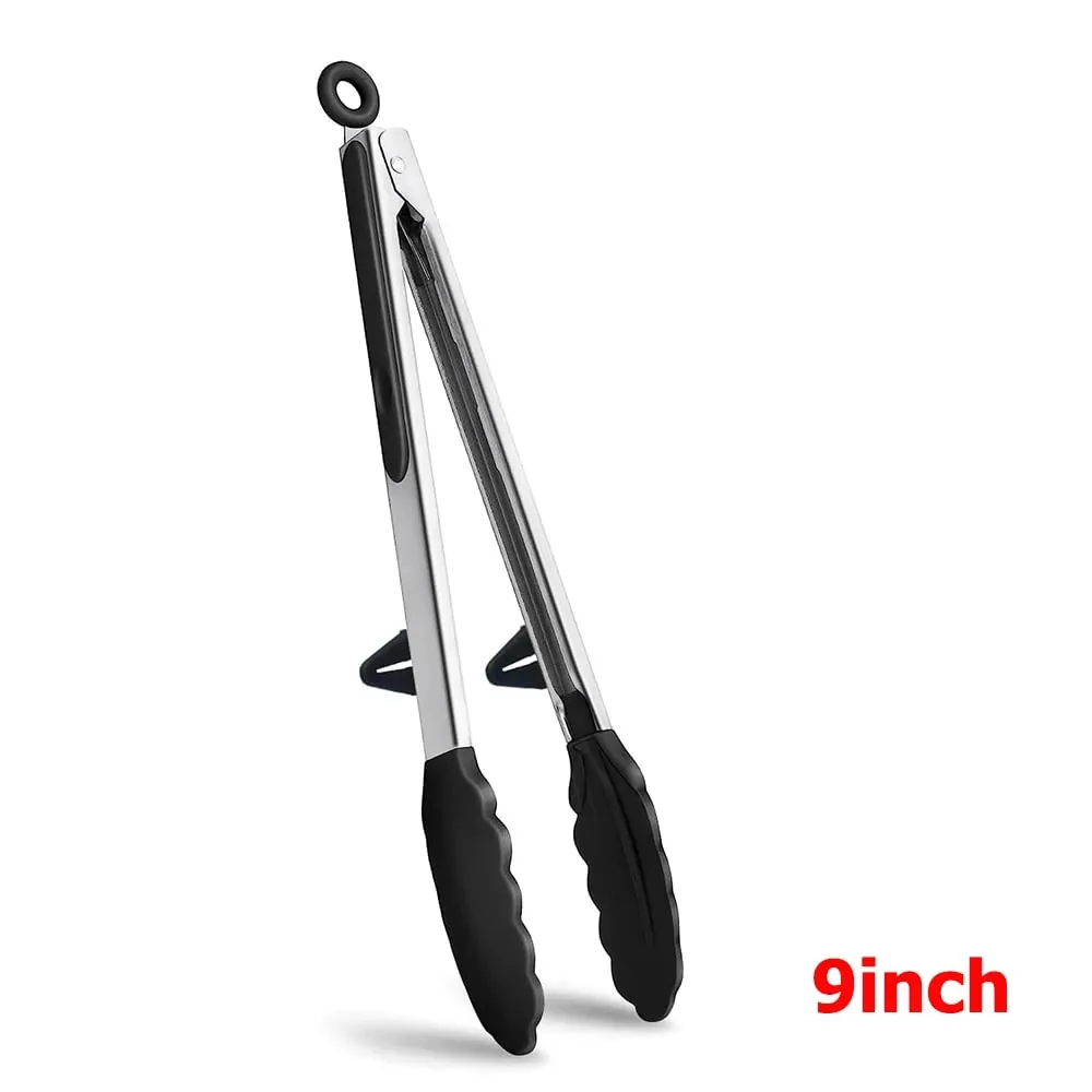 Silicone Kitchen Food Tongs Non Stick Heat Resistant Cooking Clip For BBQ Salad Steak Pasta Household Kitchen Utensils