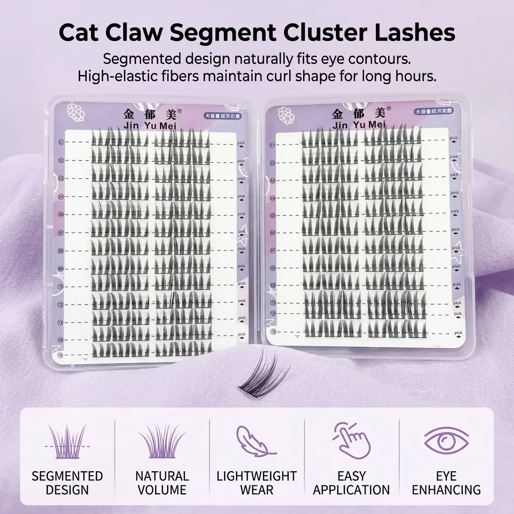 Professional Makeup False Eyelashes Segmented Cat Claw Lashes C Curl Natural Volume Dramatic Eye Enhancement for Women