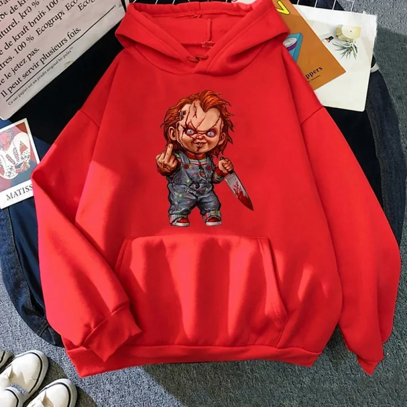 Men Fashion Hoodie Japanese Y2k Fleece Sweatshirt Pullovers Halloween Sweatshirts Men's Clothing Pullovers Horror Chucky Hoodie — image 6