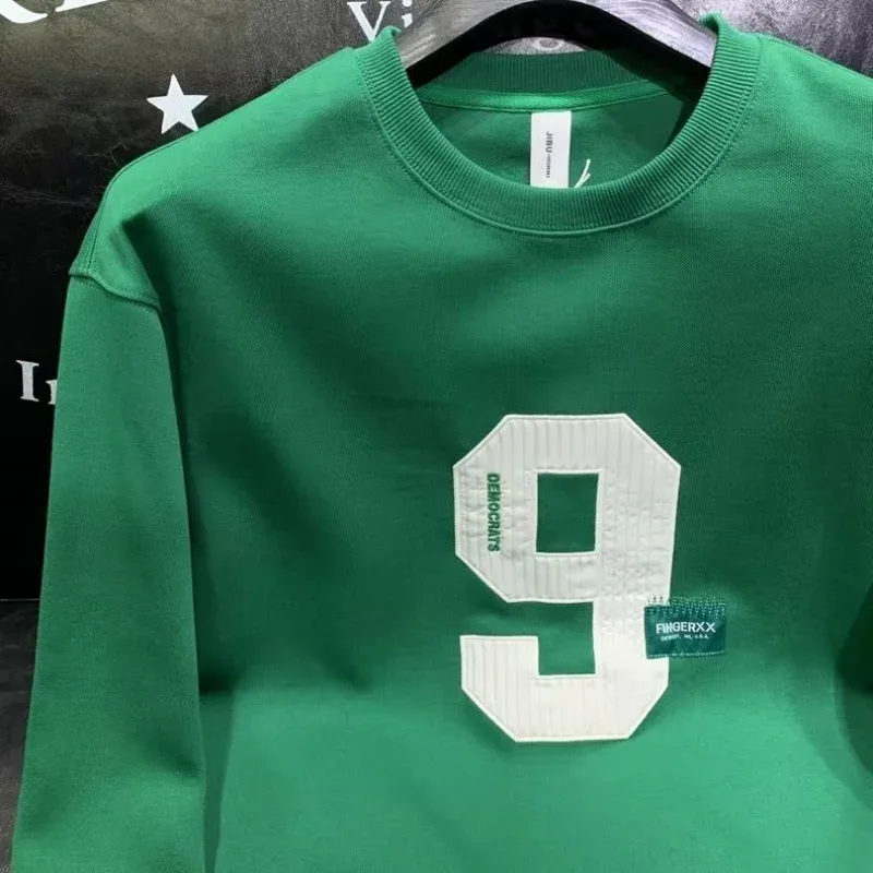 Forår Efterår Herre Trendy Enkel Casual All Match Sweatshirt Y2K Streetwear Rundhalset Langærmede Pullovere Løse hættetrøjer til mænd — image 4
