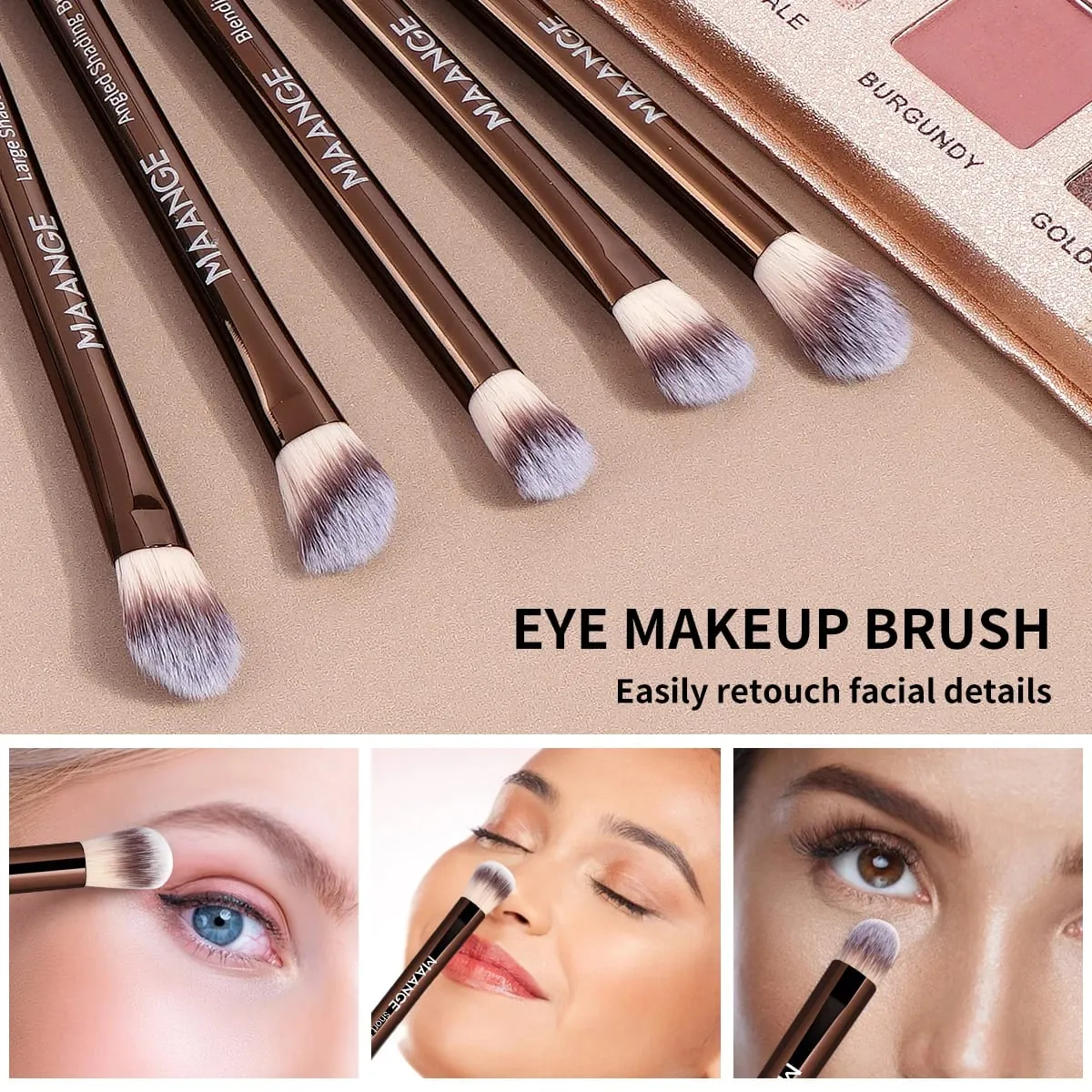 13pcs Classic Makeup Brushes with Storage Bag Soft Foundation Powder Eyeshadow Kabuki Blending Makeup Tools Coffee Brown