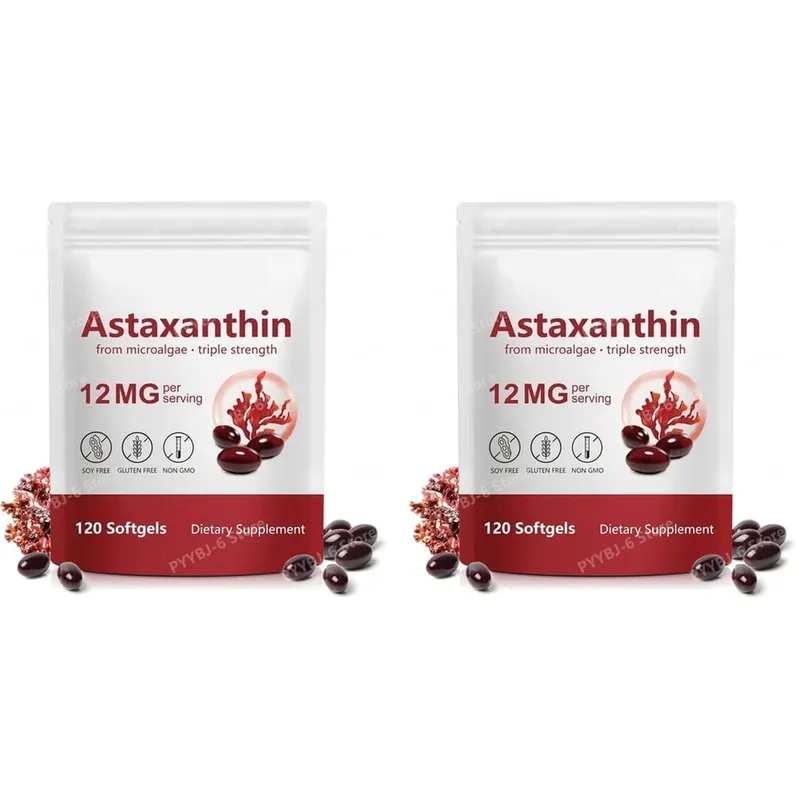 Astaxanthin Softgels Triple Strength From Microalgae Supports Healthy Aging Promotes Collagen Supports Skin Barrier 120 Softgels