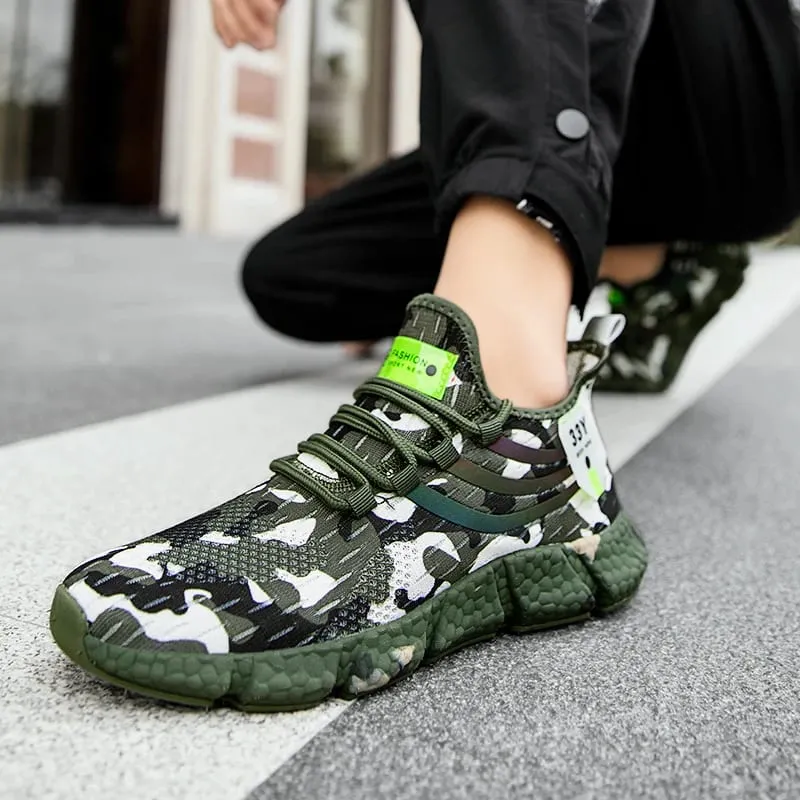 Men's Camouflage Green Sports Shoes Hiking Street Style Slip Outsole and Mesh Upper Series Urban Fashion Fitness Shoes 2025 — image 4